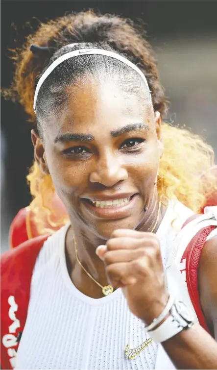  ??  ?? American Serena Williams made quick work of the Czech Republic’s Barbora Strycova during their Wimbledon semifinal Thursday in London with Williams winning 6-1, 6-2. DANIEL LEAL-OLIVAS/AFP/GETTY IMAGES