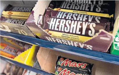  ?? RYAN REMIORZ THE CANADIAN PRESS FILE PHOTO ?? The Hershey Co. noted that its confection­ery products gained three percentage points of market share over the past month.