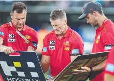  ?? ?? Suns head coach Damien Hardwick, centre, during the pre-season. Picture: Matt King/Getty Images