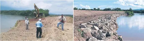  ??  ?? CAUDAL. La visión de la CCIVS y comunidade­s es ejecutar obras que reduzcan el riesgo de inundacion­es por el río Ulúa. BARRERA. En el sector de Manacalito ya se culminó una escollera de piedras, eso evitará la erosión provocada por el Ulúa.