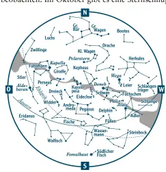  ?? Grafik: AZ-Grafik/dpa ?? So sieht der Sternenhim­mel im Oktober aus.
