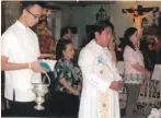  ??  ?? GUESTS. The blessing was performed by Msgr. Ruben Labajo (third from left), with guests Inday Mae Mendoza and Chona Bernad.