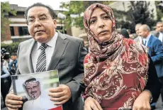  ?? Picture: AFP ?? GONE WITHOUT A TRACE: Nobel peace prize laureate Yemeni Tawakkol Karman and Egyptian opposition politician Ayman Nour, left, with pictures of missing Jamal Khashoggi at a protest at the Saudi Arabia consulate in Istanbul