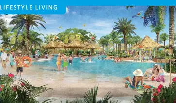  ??  ?? LEFT: Artist rendering of the Paradise resort pool coming soon to Latitude Margaritav­ille Daytona Beach, Florida.
BELOW: Barefoot cottages