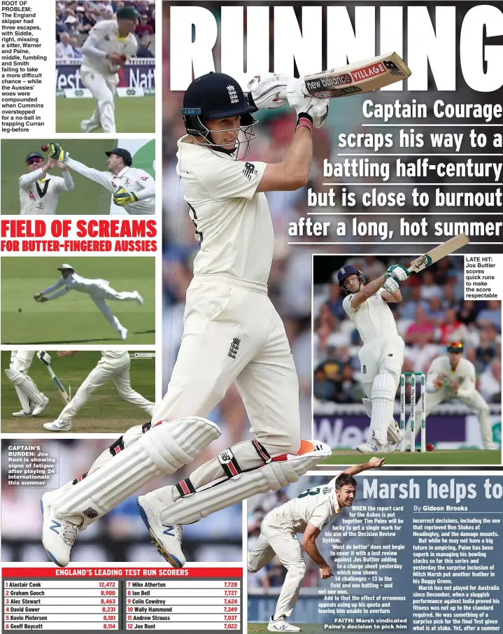  ??  ?? CAPTAIN’S BURDEN: Joe Root is showing signs of fatigue after playing 24 internatio­nals this summer