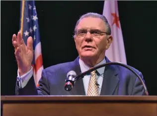  ?? Dan Watson/The Signal ?? Retired U.S. Army General John M. Keane speaks at the McKeon Leadership Forum held at the Performing Arts Center at College of the Canyons in Valencia on Thursday.