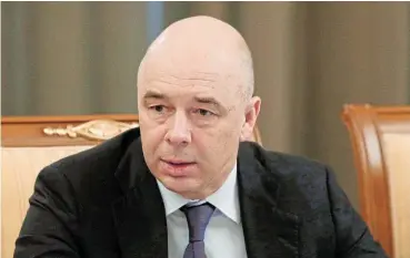  ?? Reuters ?? Cushion: Russian finance minister Anton Siluanov says the government will take measures to balance the budget if it is necessary to prevent the National Wealth Fund from being fully depleted. /