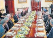  ?? AP ?? US President Donald Trump speaks at the dinner he hosted for Prime Minister Narendra Modi at the White House.