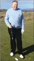  ??  ?? Golfer Brendan Keane who won a luxury watch after acing the 11th hole at Fermoy GC pictured during a recent trip to Turnberry.