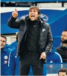  ??  ?? Calling the shots: Antonio Conte issues orders as his Chelsea side hang on