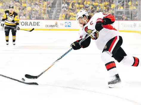  ?? GETTY IMAGES/FILES ?? Senators captain Erik Karlsson says he takes inspiratio­n from the courage shown by Bryan Murray, who died from colon cancer.