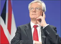  ??  ?? Brexit Secretary David Davis after talks in Brussels last week