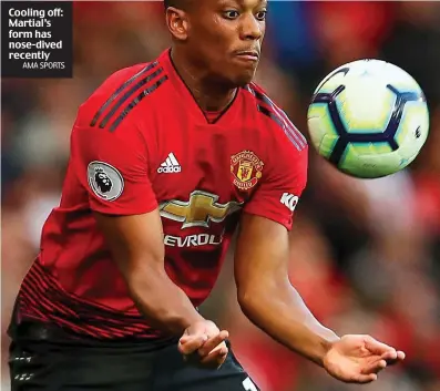  ?? AMA SPORTS ?? Cooling off: Martial’s form has nose-dived recently