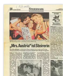  ?? ?? „Mrs. Austria“ist Steirerin, berichtete die Kleine Zeitung im Februar 1994 nach der Wahl in Seefeld