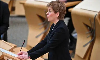  ?? Photograph: Reuters ?? Nicola Sturgeon at Holyrood on 12 April.