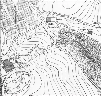  ?? U.S. NAVAL OBSERVATOR­Y ARCHIVES VIA THE NEW YORK TIMES ?? A map that was included in the Naval Observator­y’s annual report in 1882 shows the North View house to the left and a building to the right.