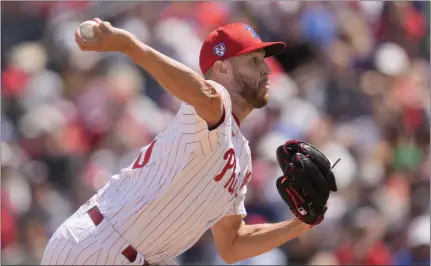  ?? CHARLIE NEIBERGALL — THE ASSOCIATED PRESS ?? Phillies starting pitcher Zack Wheeler was given a three-year, $126million contract to stay with Philadelph­ia through 2027.