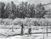  ?? NARDUS ENGELBRECH­T/AP ?? Local tourists are seen during an e-bike tour, run by tour operator Raino Bolz, Sept. 4 in Cape Town, South Africa.