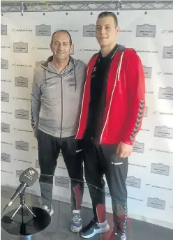  ?? ?? José Nolasco y Danilo Osadchyi hablaron ayer en el Hotel Abba Huesca sobre el partido contra el Granollers.