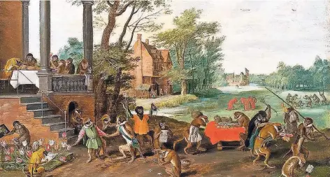  ?? FOTO: WIKI ?? Persiflage auf die Tulpomanie. Gemälde von Jan Brueghel d.J., 1640. Ausgestell­t im Frans-Hals-Museum, Haaarlem.