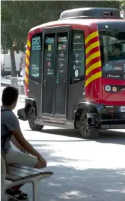  ?? JOSEP LAGO/AGENCE FRANCE-PRESSE ?? “ERICA” is the first driverless autonomous bus in Catalonia, Spain.