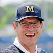  ?? [AP PHOTO] ?? Jim Harbaugh’s Michigan Wolverines will take on a Florida team that will be minus 10 players due to suspension.