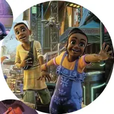  ?? Picture: DISNEY ?? Scenes from ’Iwaju’, set in a futuristic Lagos, tells the story of friends Tola and Kola as they discover each other’s worlds.