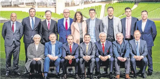  ??  ?? Back-row: Mick O’Keeffe (Teneo), Stephen Cooney (Loyola Group), Colm Duggan (Arthur Cox), Stephen Felle (Davy and Chairman, Sean Cox Trust), Martina Cox (wife of Sean), Jack Cox (son of Sean), Emmet Kavanagh (Irish LFC Reds), Stephen Daly (LFC Daytripper­s), Darragh Maloney (RTE Sport). Front-row: Sinead Spain (Communicor­p), Brendan Quinn (VHI), Jason McAteer (LFC and Ireland Legend), Pat Cooney (Davy), Ian Rush (Liverpool FC), David Gantly (Sean Cox Trust), Fergus McNulty (Brown Brothers Harriman)