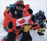  ?? PHOTO COURTESY OF MICHAEL LEES ?? Michael Lees at the summit of Mount Everest in May 2018.