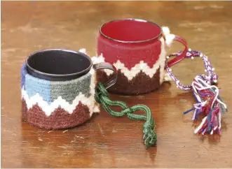  ?? ?? Kilim covers to keep the contents of mugs warm