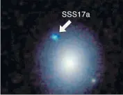  ?? [ www.carnegiesc­ience.edu] ?? „Eine helle blaue Lichtquell­e“: Das gesichtete Ereignis trägt den astronomis­chen Namen Swope Supernova Survey 2017a, kurz SSS17a.