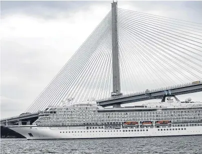  ?? Picture: Peter Devlin. ?? The Viking Star cruise ship sailing up the Firth of Forth. Fife is to benefit significan­tly as more ships than ever before are scheduled to dock in the Firth.