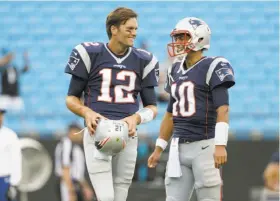  ?? Bob Leverone / Associated Press 2016 ?? Jimmy Garoppolo wasn’t taught by former New England teammate Tom Brady (12), but he learned about greatness just by watching Brady.