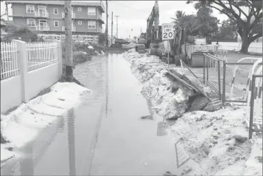  ??  ?? Works ongoing on a Sheriff Street drain on Monday morning