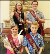  ??  ?? Berks County Junior Grange crowned Avery Tworkoski, of Bernville, the new Berks County Princess, Peter Rohrbach, of Fleetwood, as the new Berks County Junior Grange Prince, Grace Tempel, of Halifax, as the new Berks County Junior Grange MiniPrince­ss, and Tyler Davis, of Hamburg, as the Berks County Junior Grange Mini-Prince.