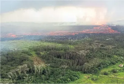  ?? U.S. GEOLOGICAL SURVEY/AFP/GETTY IMAGES ?? “You are at risk of being isolated due to possible lava inundation,” the Hawaii County civil defence agency advised the public.