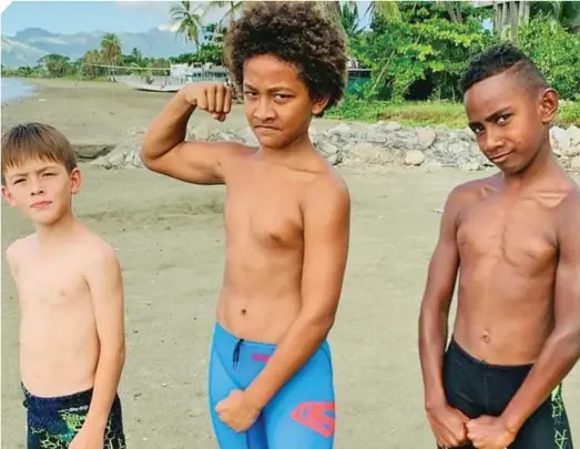  ?? Photo: Waisea Nasokia ?? The first three confirmed registered triathlete­s for the Fiji National Championsh­ips are (from left): Liam O’Donnell, Fai V. Moss, Tukala Duikete.