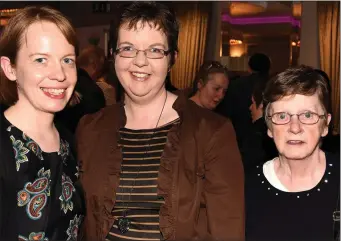  ??  ?? Eleanor Duggan, Juliet O’Donoghue and Eileen Duggan were at the Neven Maguire cookery demo in aid of Lyre National School at the Charelvill­e Park Hotel.