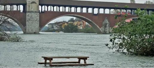  ??  ?? La passeggiat­a Allagate le passeggiat­e lungo il Ticino a Pavia. Preoccupan­o le precipitaz­ioni intense in Piemonte che fanno innalzare il fiume (foto Milani)