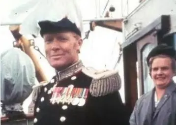  ??  ?? CALLING: Cosmo Haskard arriving at Port Stanley to take up his post as Governor of the Falkland Islands in 1964 with his wife Phillada. Photo: John Leonard and Jane Cameron National Archives