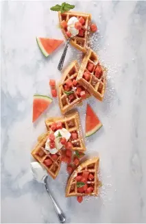  ??  ?? Watermelon Oat Flour Waffles