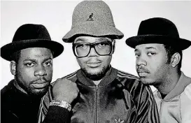  ?? [PHOTO PROVIDED BY JAMES HAMILTON/COLLECTION OF THE SMITHSONIA­N NATIONAL MUSEUM OF AFRICAN AMERICAN HISTORY AND CULTURE] ?? From left is Jam Master Jay, DMC and Run.