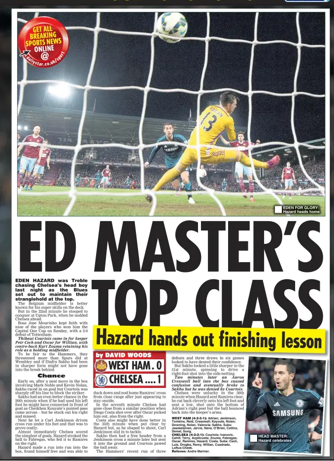  ??  ?? EDEN FOR GLORY: Hazard heads home HEAD MASTER: Hazard celebrates