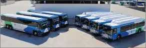  ?? Courtesy photo ?? The city of Santa Clarita this week introduced seven new, environmen­tally friendly buses to its transit fleet. The new buses have replaced older vehicles.