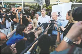  ??  ?? Rafi Walden, former Israeli President Shimon Peres’ doctor, speaks Wednesday with journalist­s outside the hospital ward where Peres is hospitaliz­ed in Tel Aviv.