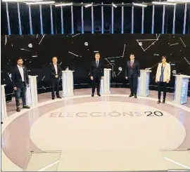  ?? CRTV / EP ?? Los candidatos a la Xunta, en el plató donde se realizó el debate