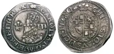  ??  ?? Threepence of Charles I from the Aberystwyt­h Mint, sold at London Coins (www. londoncoin­s.co.uk) for £110 in 2016