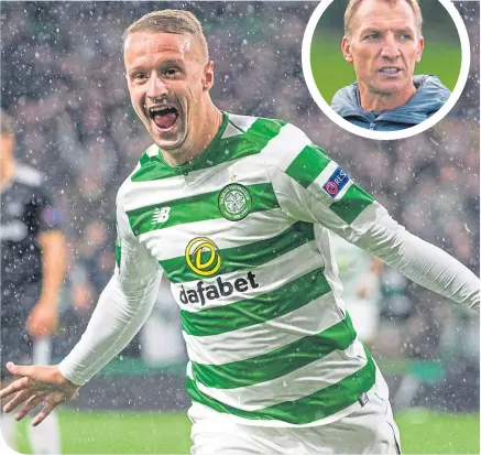  ??  ?? Leigh Griffiths celebrates scoring the winner against Rosenborg in Thursday night’s Europa League tie