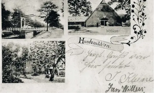  ?? BILD:SAMMLUNG HELMUTH MEINKEN ?? 1905: Die Gaststätte an der Brücke über den Hunte-Ems-Kanal glich eher einem Bauernhof.