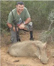  ??  ?? A happy Sakkie with the first animal he’s bagged in four years.